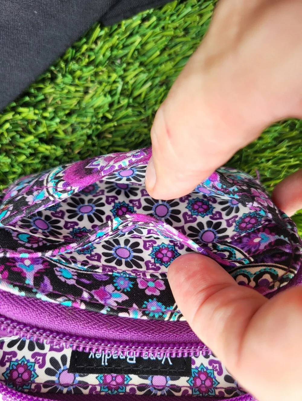 Vera Bradley RFID Retired Lilac Floral Medallion Quilted Wallet.